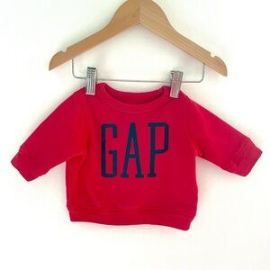 5/$30💥Gap Fleecy Logo Sweatshirt, Bright Red, Long Sleeves, Ribbed Cuffs & Hem
